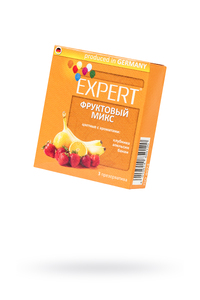 Презервативы Expert ''Фруктовый микс'' №3, цветные с ароматами: клубники, апельсина, банана, 3шт